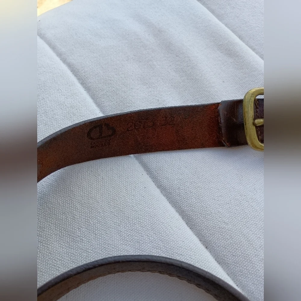 Vintage Dooney & Bourke Brown Leather Belt with Green and Red Stripes_32